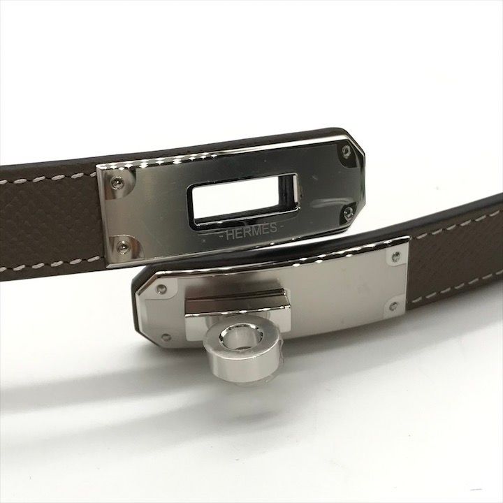 【新品未使用】エルメス ケリーベルト　エトゥープ　シルバー金具 【安心鑑定可】 新品未使用】エルメス ケリーベルト エトゥープ シルバー金具