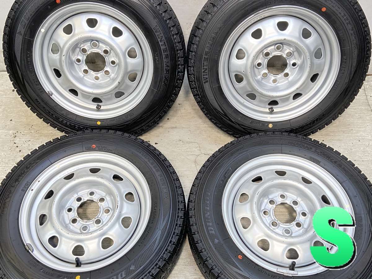 155/80R14 88/86LT nダンロップ ウィンターマックス SV01 n　 TOPY V6A n14x5.0  100/114.3-4穴 n中古タイヤ スタッドレスタイヤ ホイールセット 4本セットn w14241121003