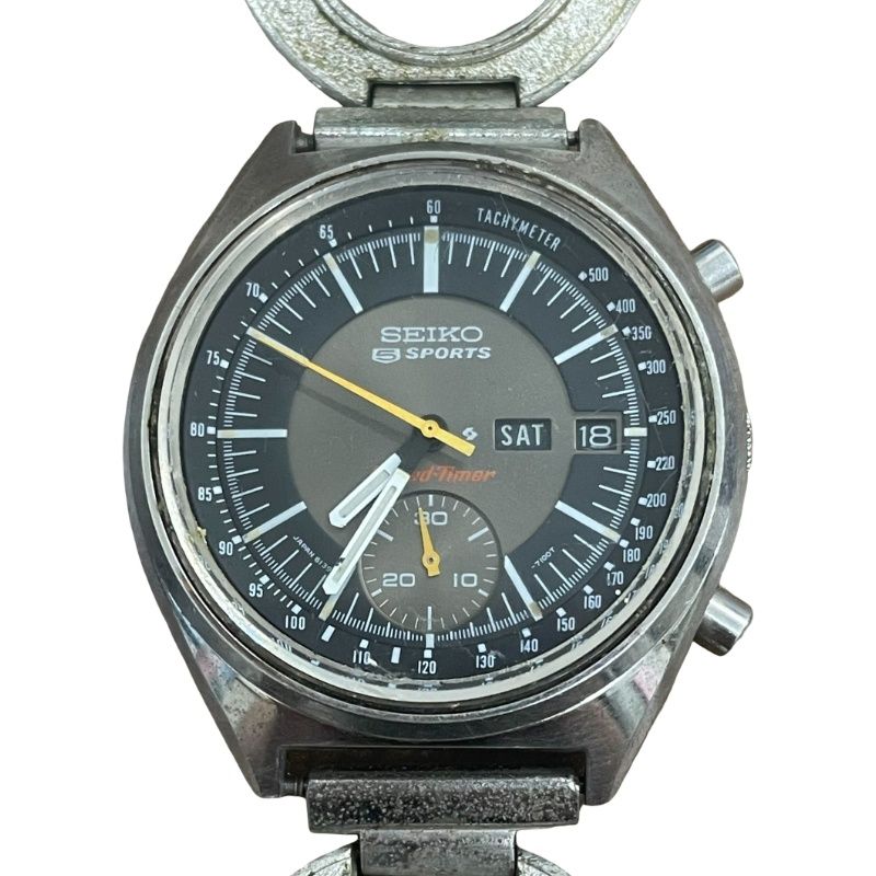 SEIKO セイコー 5SPORTS スピードタイマー 6139-7050 腕時計メンズ 自動巻き ブラック文字盤 動作品 ジャンク品 12509K337