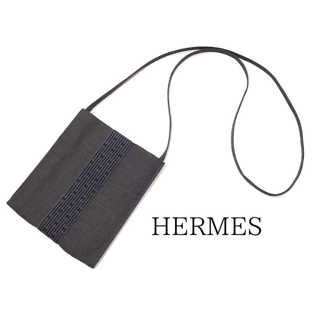 HERMES エルメス エールライン ショルダーバッグ ポシェット サコッシュ ミニバッグ キャンバス グレー - メルカリ