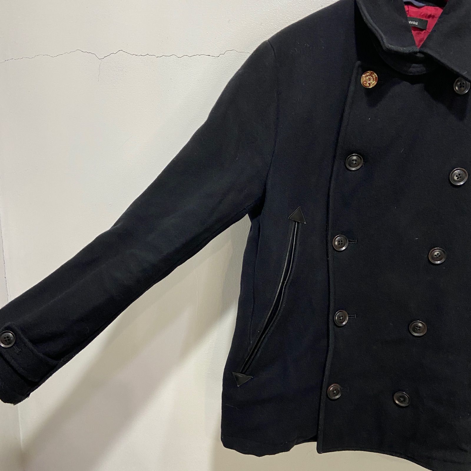 ☆Johnbull☆ウールPコート☆ショート丈☆ピーコート☆黒☆M☆ウール 