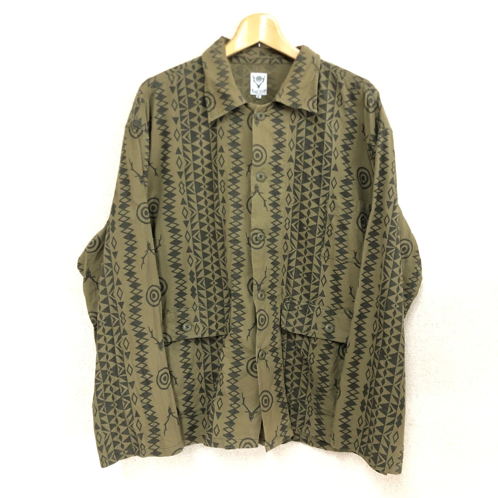 最終価格 SOUTH2 WEST8 Hunting Shirt カーキ 総柄 Lサイズ