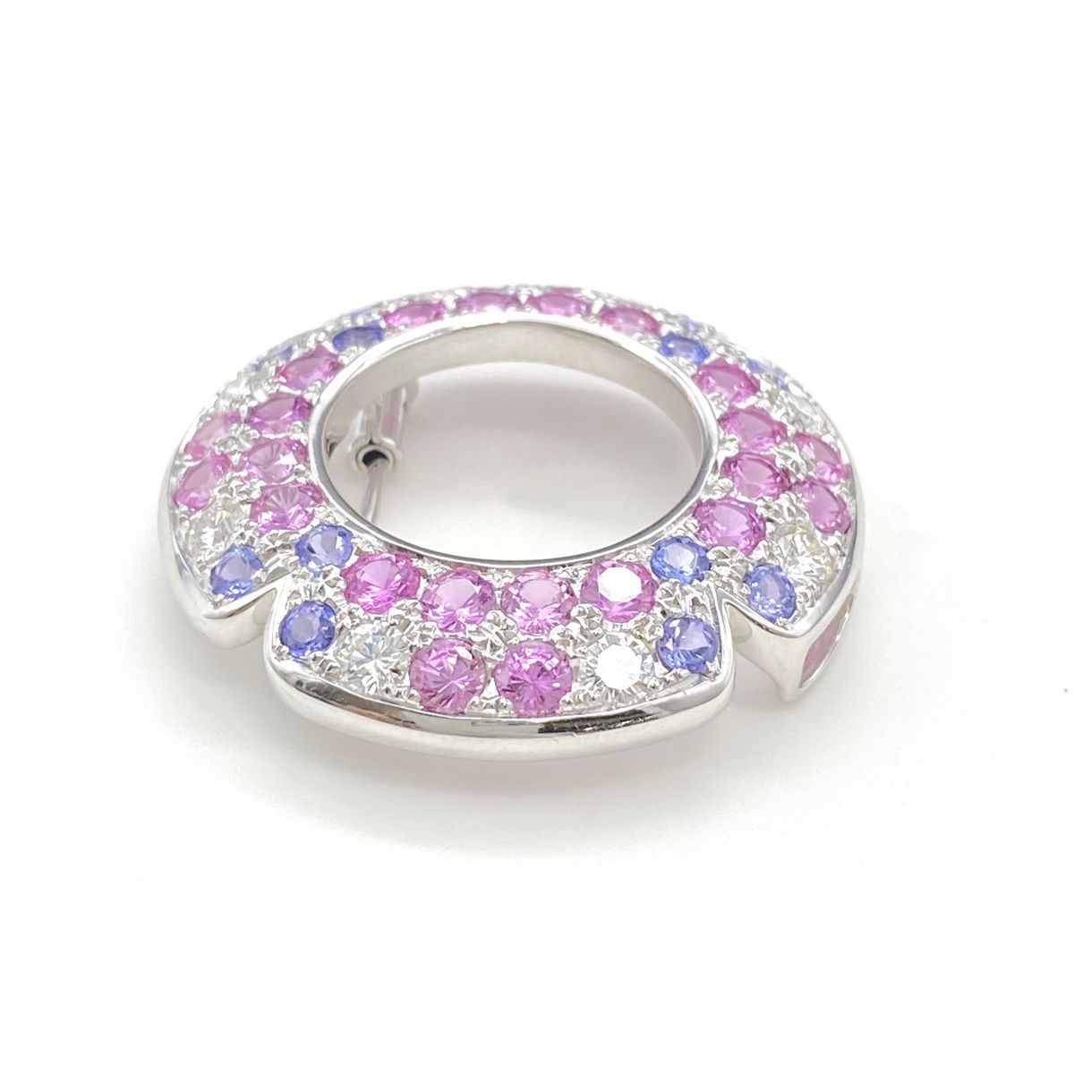 超絶人気デザイン タサキ TASAKI ピンクサファイア デザインブローチ WG ホワイトゴールド タンザナイト ダイヤモンド ブローチ K18 WG ピンクサファイア レディース