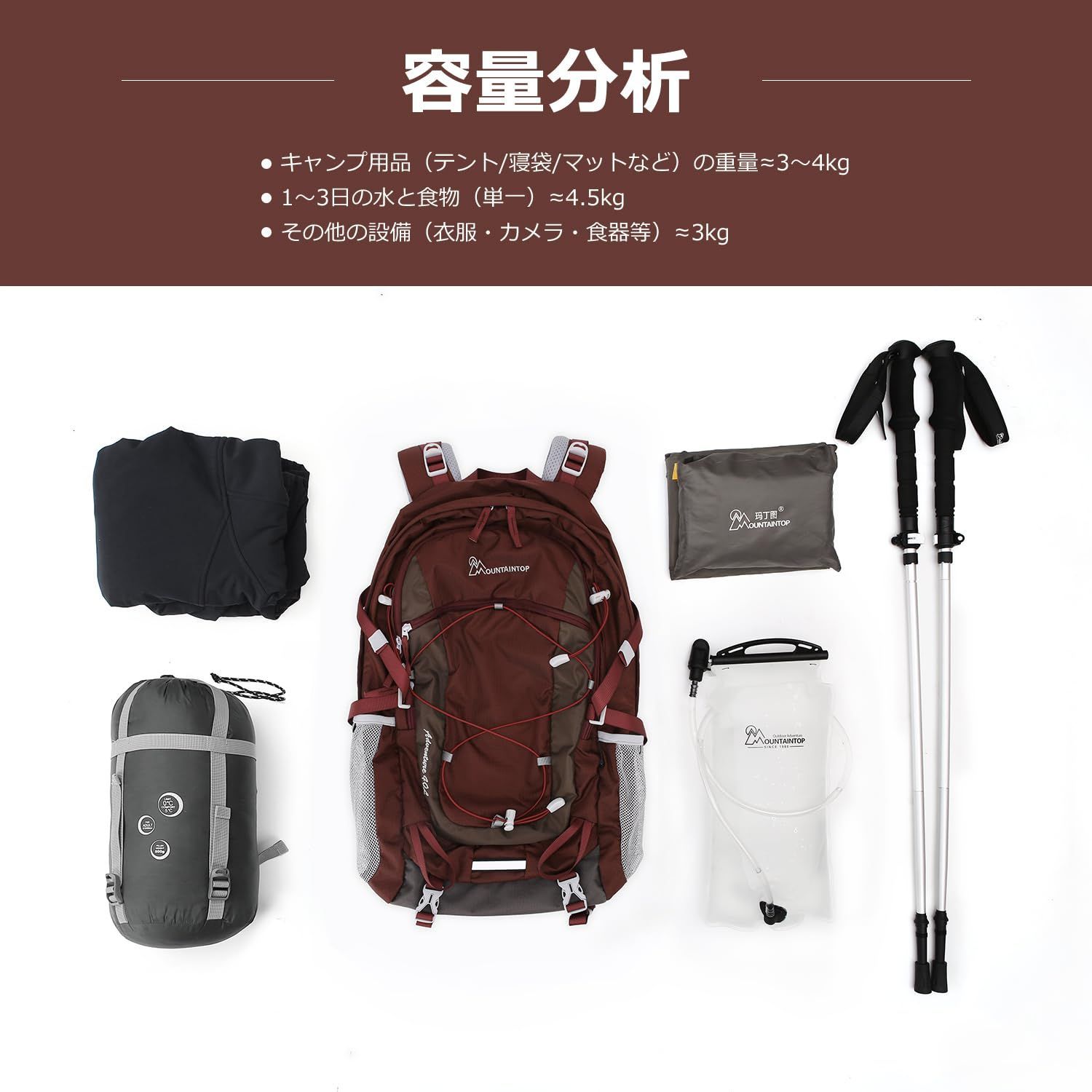商品 リュックサック バッグ 旅行用 防水 アウトドア ザック 軽量 登山 リュック 40L レインカバー付き バックパック マウンテントップ Mountaintop