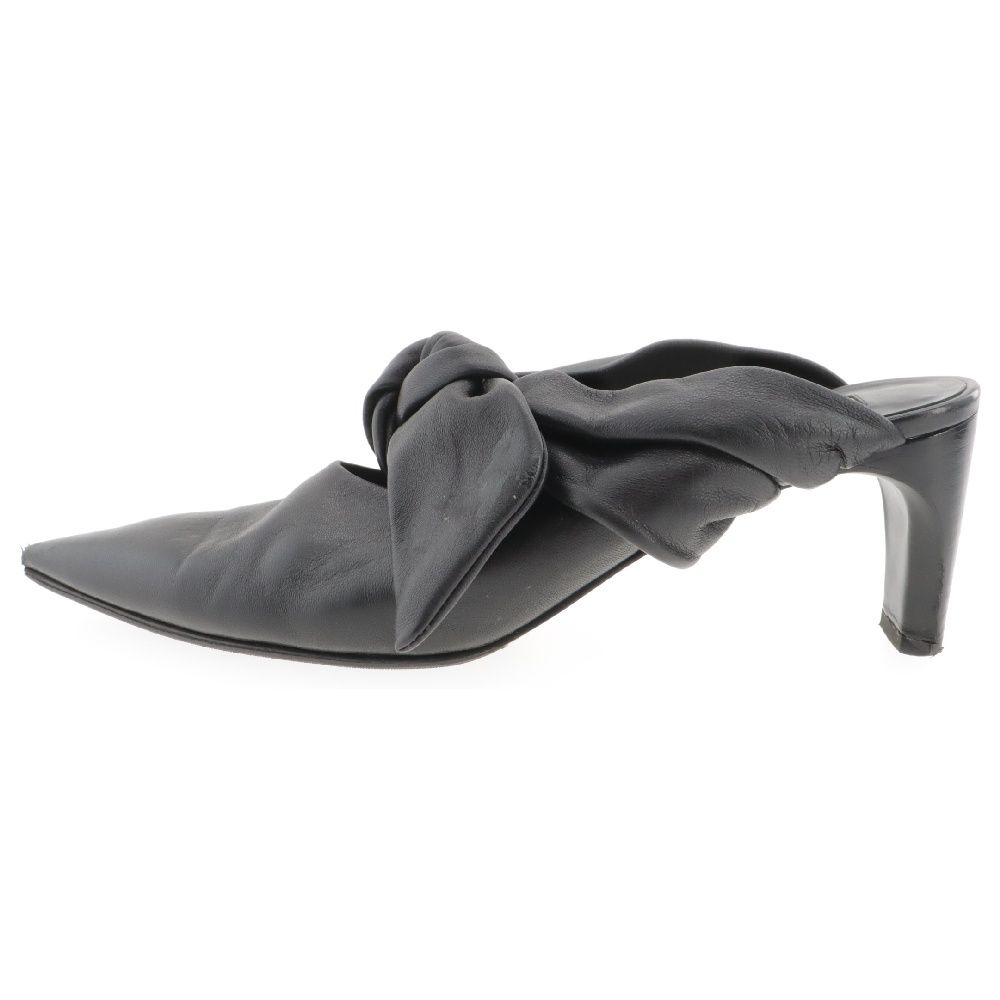 JIL SANDER (ジルサンダー) レザー リボン ヒール サンダル ブラック