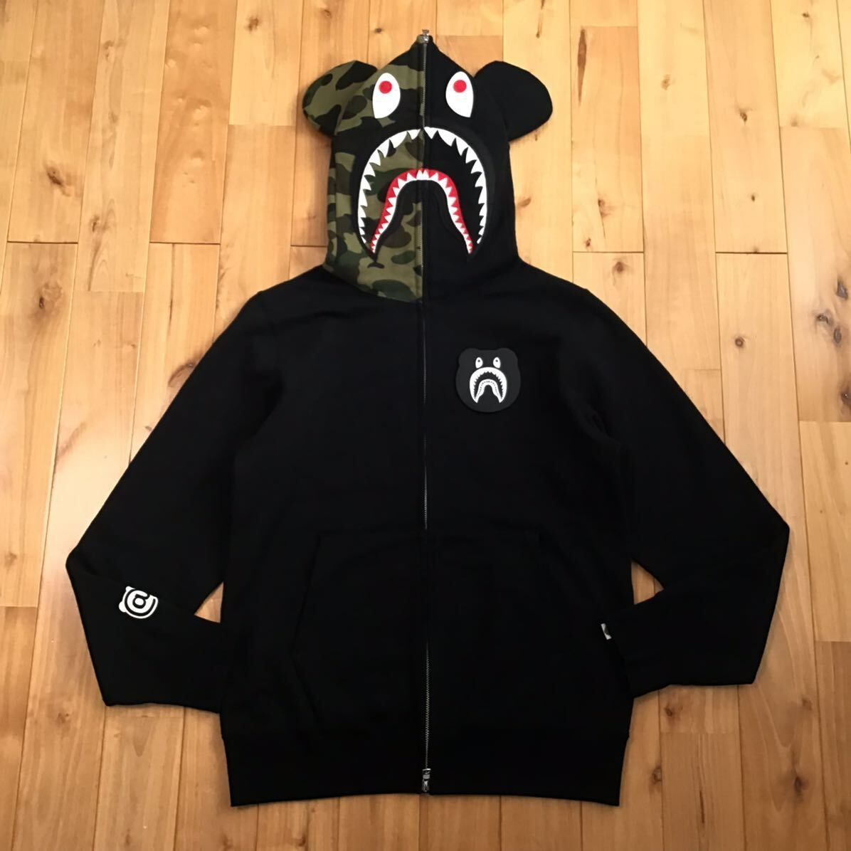 BE@R shark full zip hoodie Mサイズ ブラック a bathing ape BAPE  