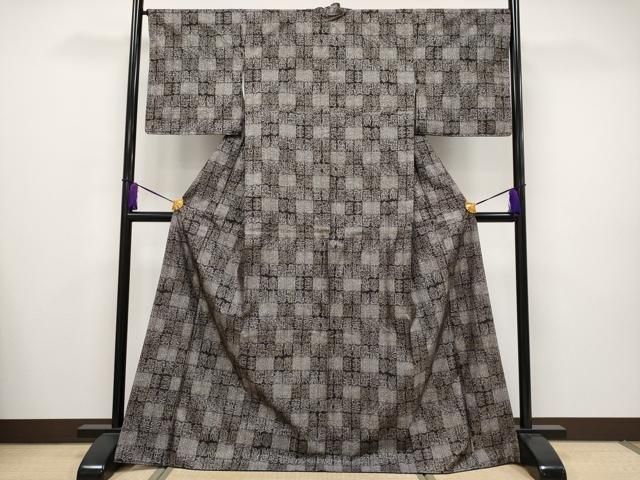 平和屋本店●極上　本場大島紬　十八算　12マルキ　泥染め　抽象文　永長織物謹製　証紙付き　逸品　CYAA2714s5 平和屋本店○極上 本場大島紬 十八算 12マルキ 泥染め 抽象文 永長織物