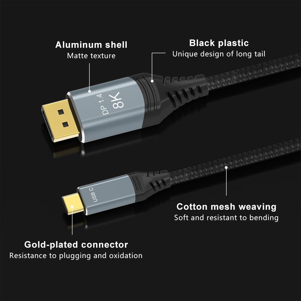 在庫セール】USB Type C DisplayPort 変換ケーブル 8K@30Hz 4K@60Hz