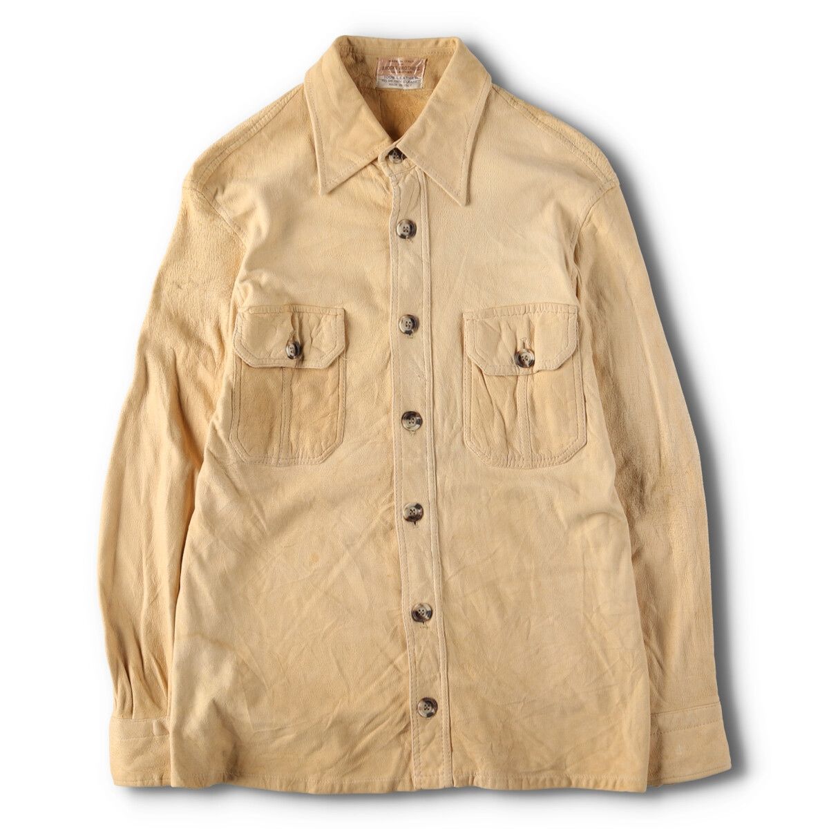 古着 70年代 ブルックスブラザーズ Brooks Brothers 長袖 レザーシャツ ボックスシャツイタリア製 メンズM相当 ヴィンテージ /evb008847