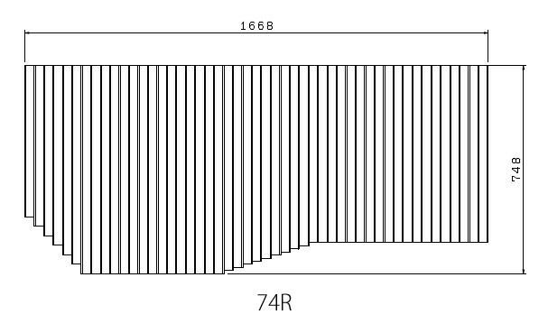お風呂のふた トクラス 旧ヤマハ 新74 R 番 巻きフタ ヤマハシステムバス用 風呂ふた 巻きふた 寸法 W 1668 mm D 748 旧品番
