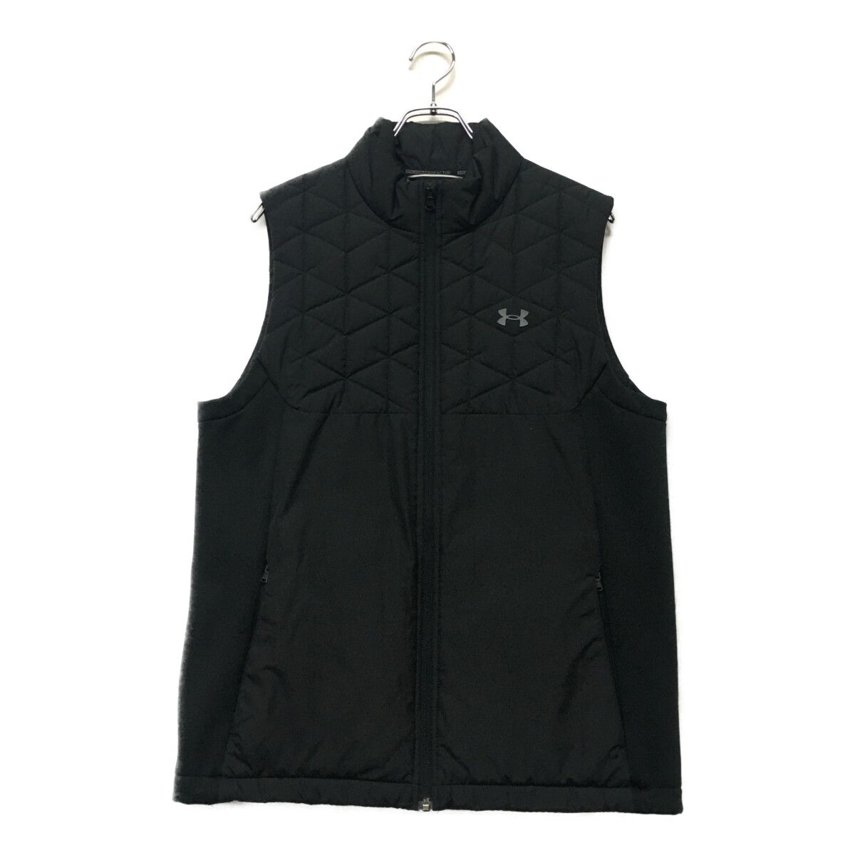 中古 メンズ アンダーアーマー UNDER ARMOUR ベスト L 黒 ブラック コールドギア 中わた入り 異素材切替