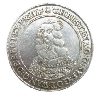 【激レア】スウェーデン 女王クリスティーナ 1リスクダラー銀貨 1646年 □ 【激レア】アンテーク銀貨 スウェーデン 女王クリスティーナ