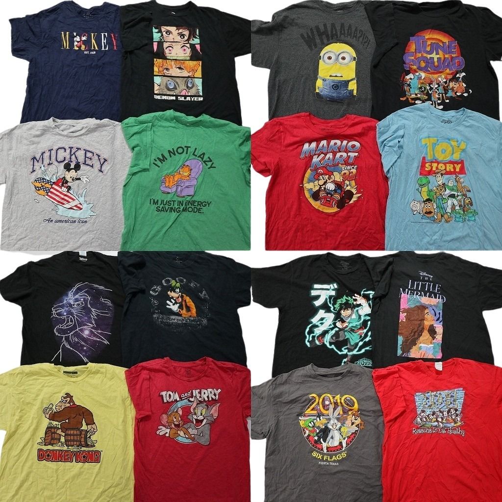 古着卸 キャラクター 半袖Tシャツ 16枚セット メンズ XL トゥーンスクワッド トイストーリー ヒロアカ 古着 NA1395