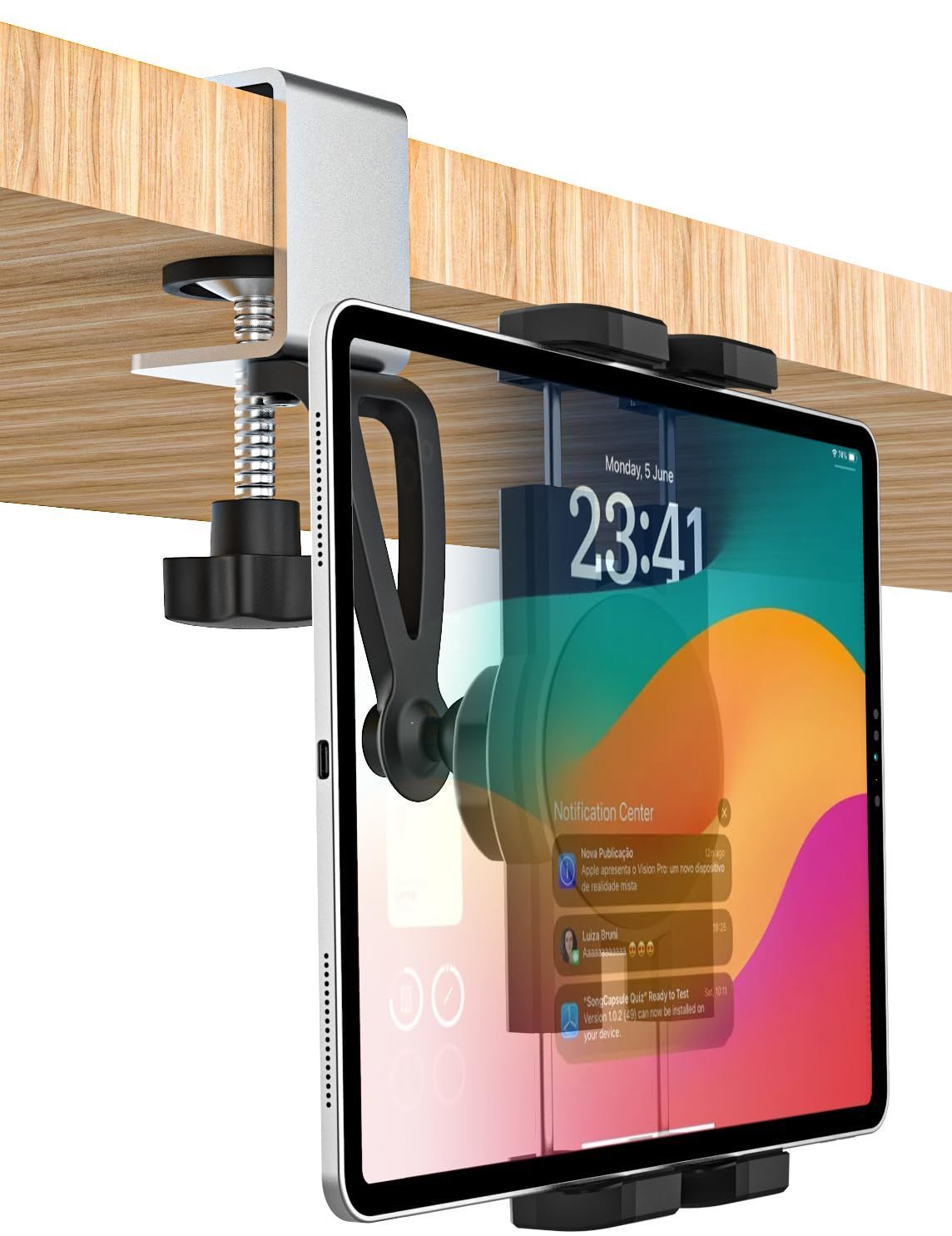 【新着商品】キッチン/テーブル/デスク/卓上用 対応機種4-12.9インチデバイス ホルダー iPad Pro タブレット 13 11 スマホ 10.5 9.7 角度調整可能 / Air インストール簡単 Mini/Galaxy Tab/Fire 安定性 HD