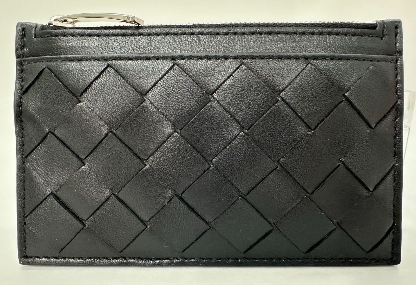 BOTTEGA VENETA ボッテガ・ヴェネタ 608784 VCPP3 8803 イントレチャート キーリング付き コインケース ブラック シルバー金具 シープスキン カーフスキン レザー 小銭入れ キーケース