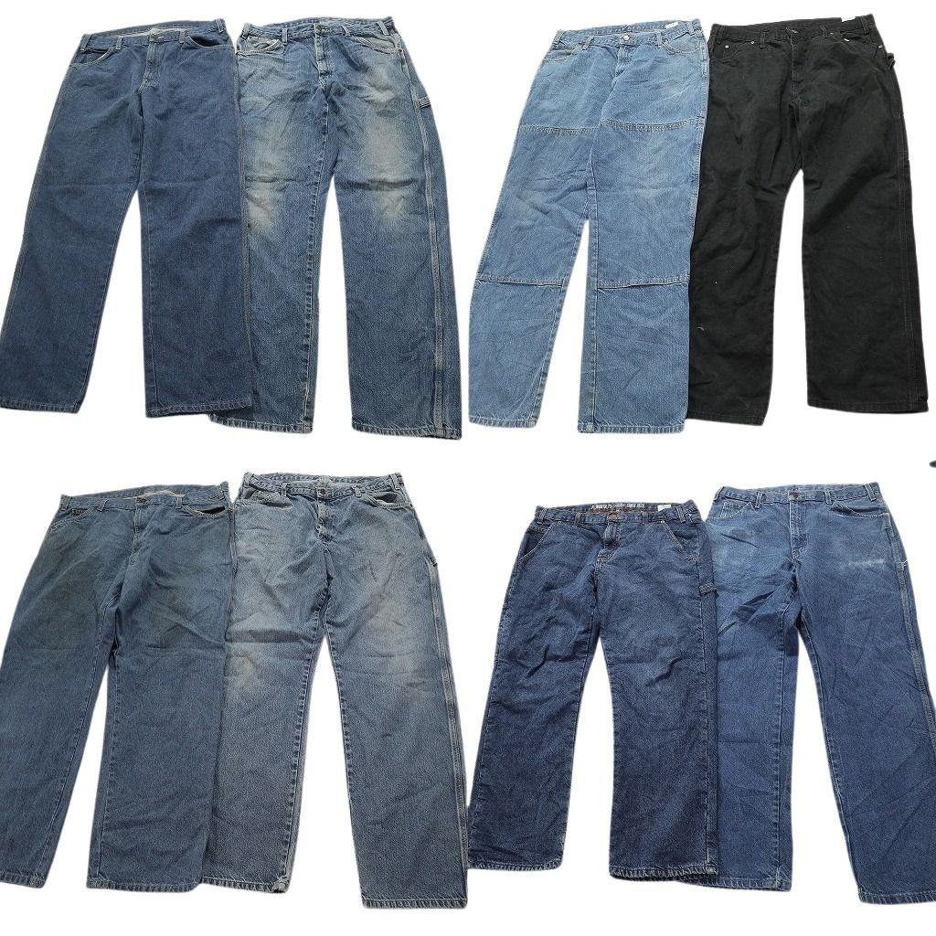 古着卸 まとめ売り ディッキーズ Dickies ペインターデニム パンツ 8枚セット メンズ 36 |38 |40 ダブルニー ブラック 古着 NC1304