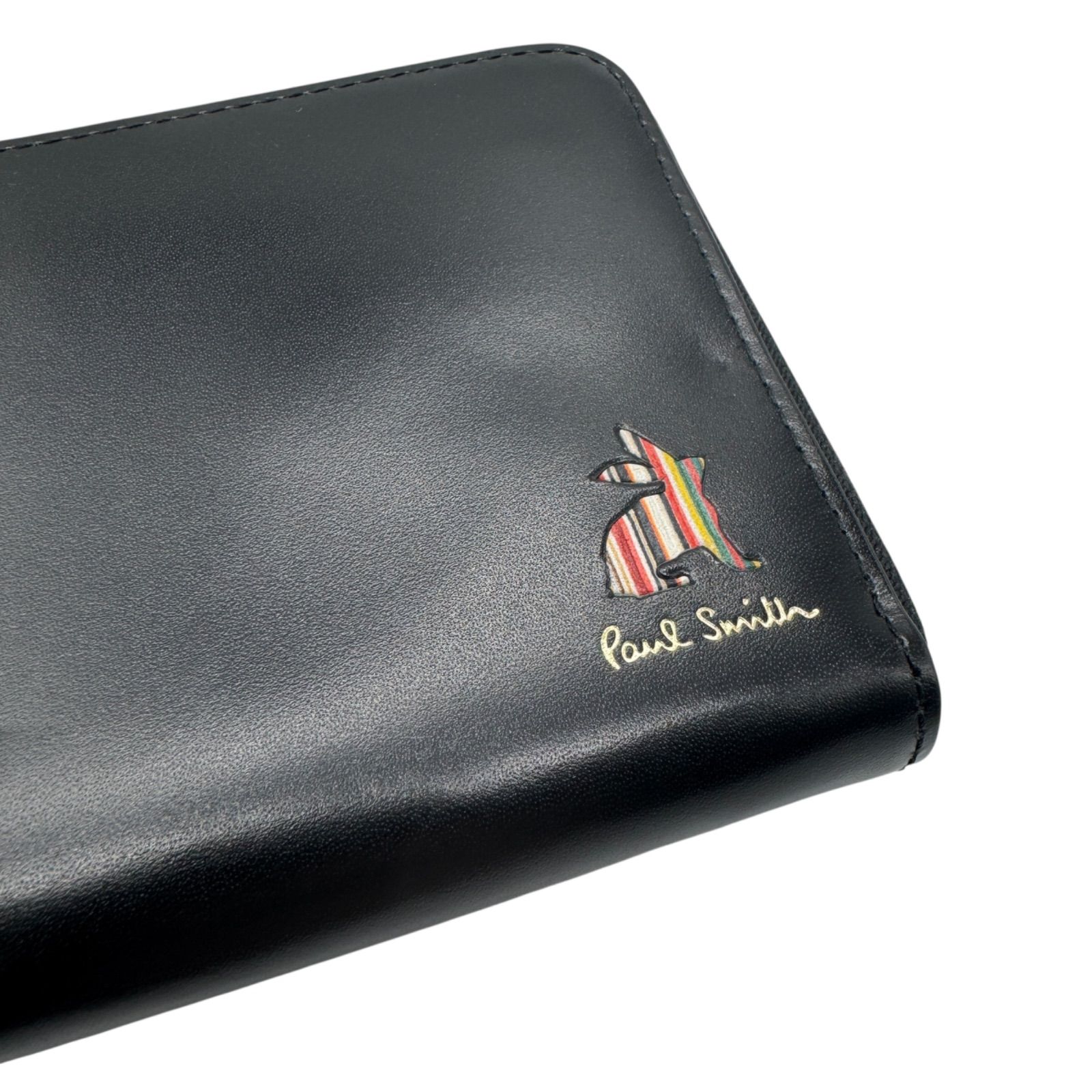 美品 Paul Smith ポールスミス マーケトリーストライプラビット 長財布 