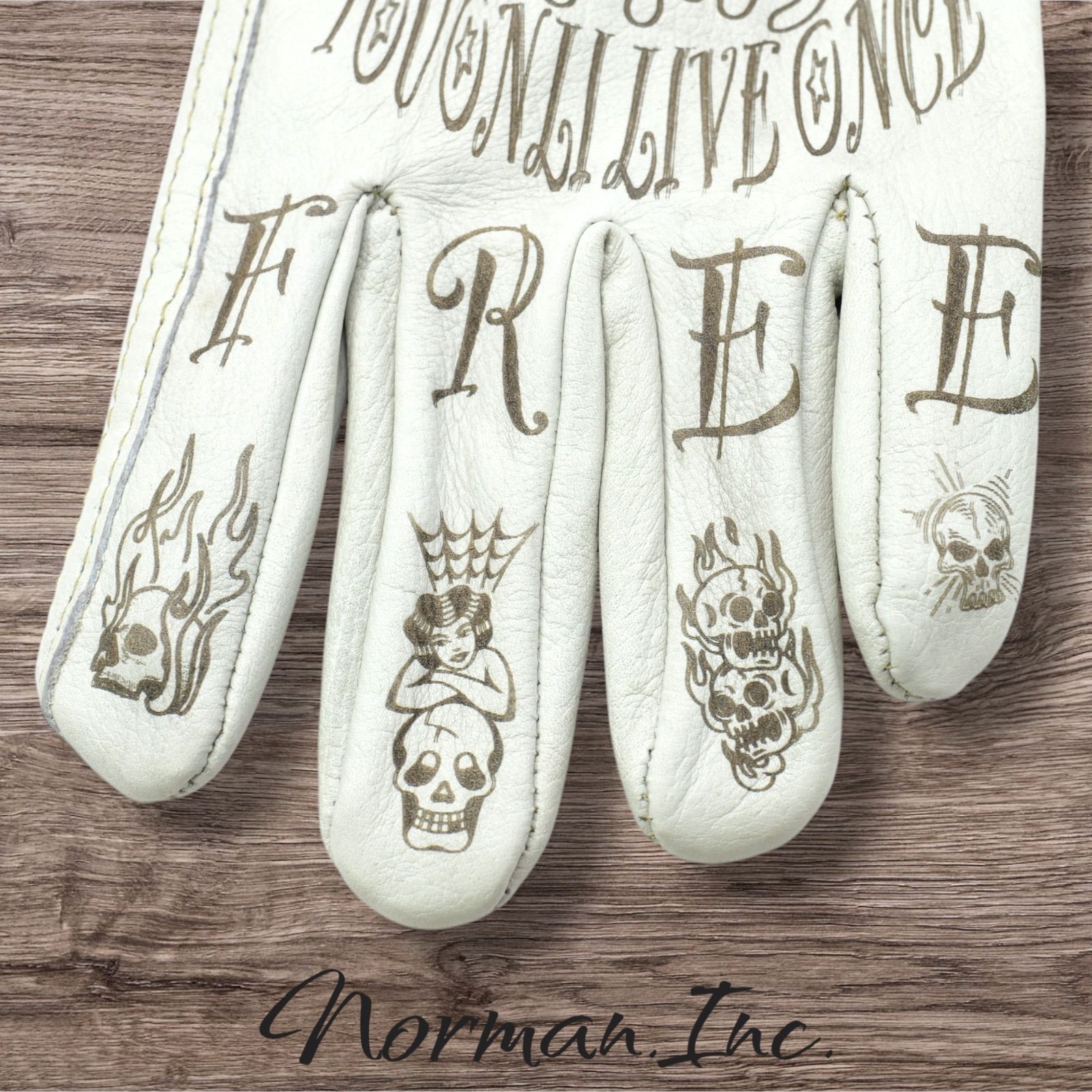 牛革 レザーグローブ ホワイト 白 アメリカン バイク ハーレー