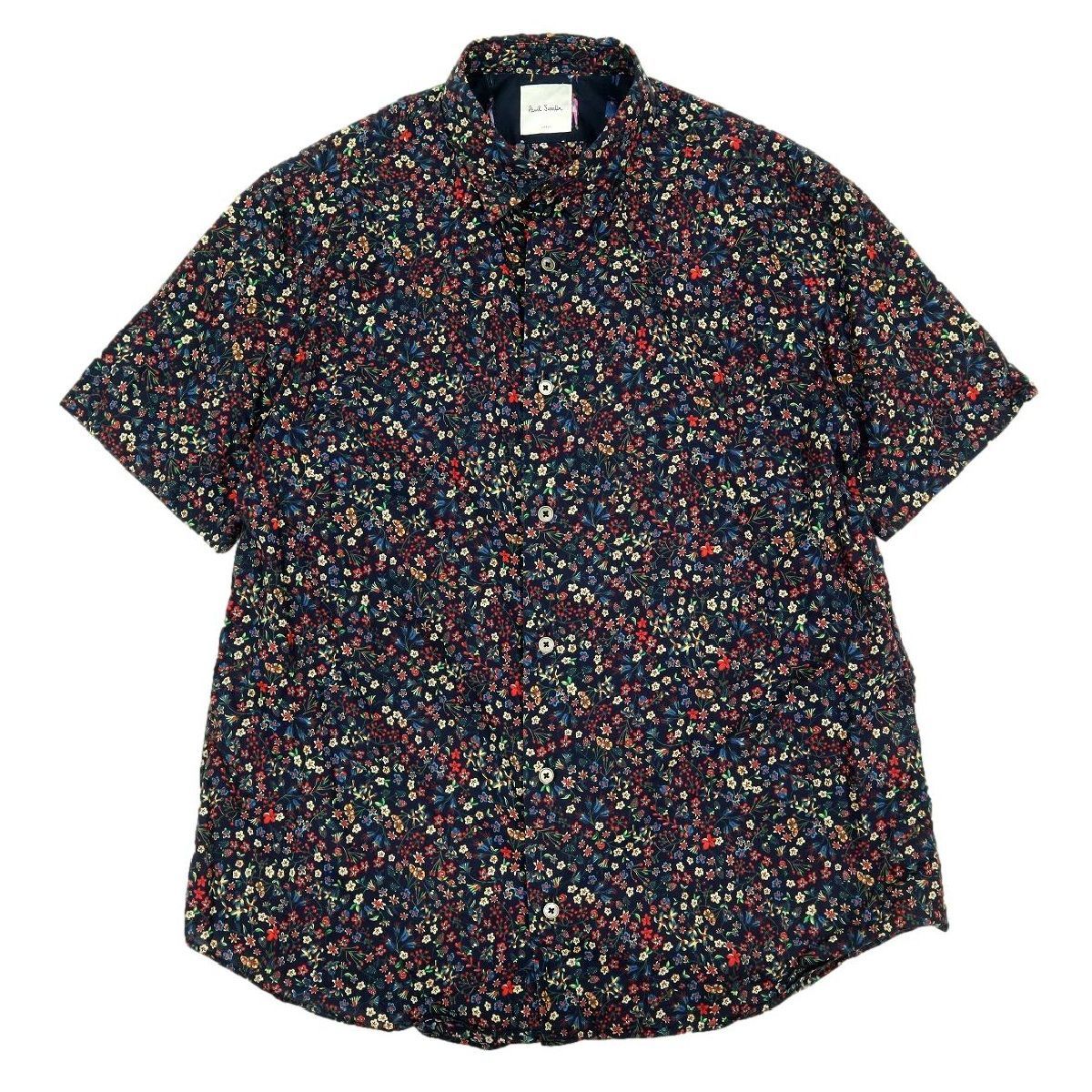 B3437 日本製 Paul Smith ポールスミス 半袖シャツ 花柄 サイズL