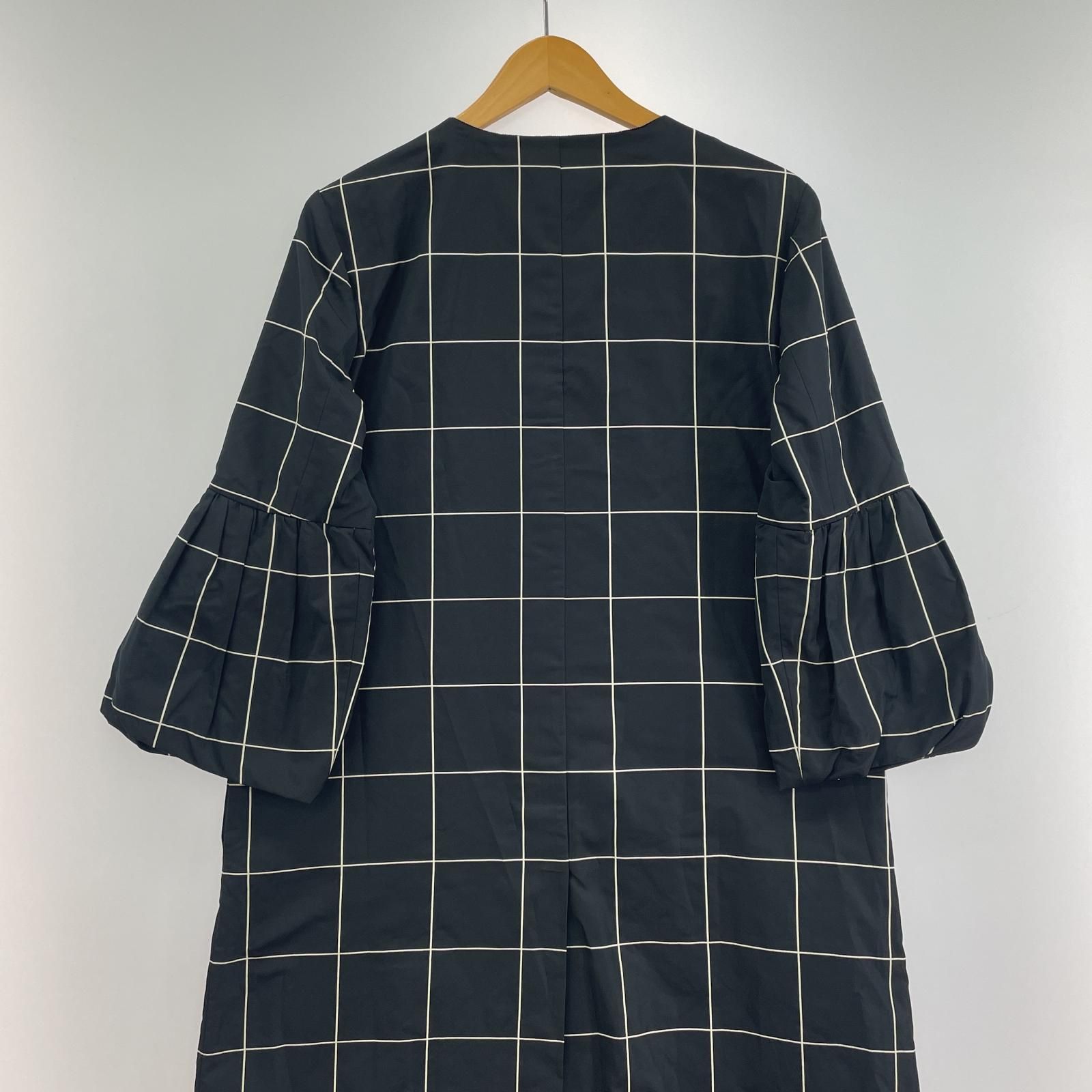 ランバンコレクション チェスターコート ブラック LANVIN collection ランバンコレクション チェック ベルスリーブ