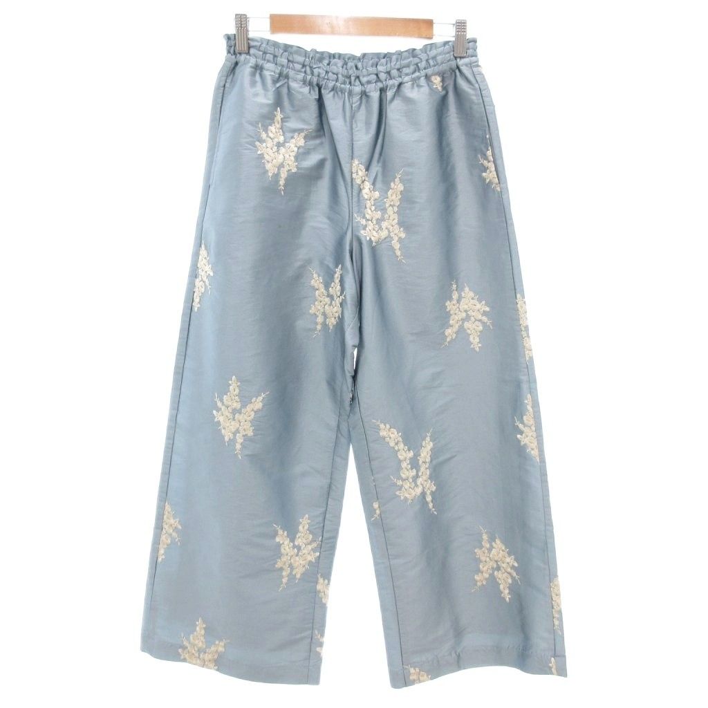 ne Quittez Pas 花柄刺繍 ワイドパンツ