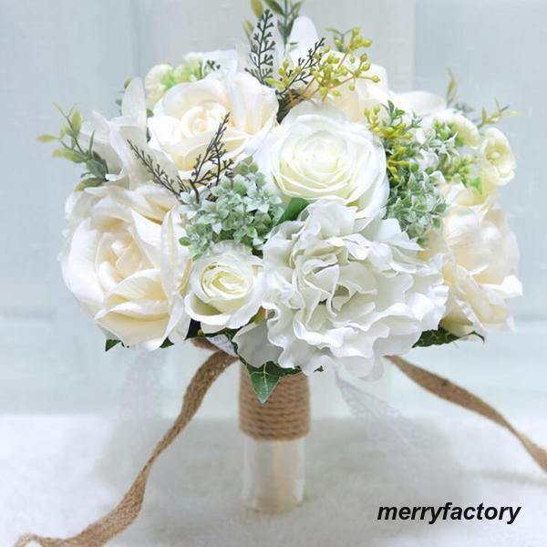◆ウエディングブーケ ブートニア 手首の花 花束 花飾り 結婚式 バラ造花 成品 ウェディング用 アレンジメント 花嫁 披露宴 手作りブライダ