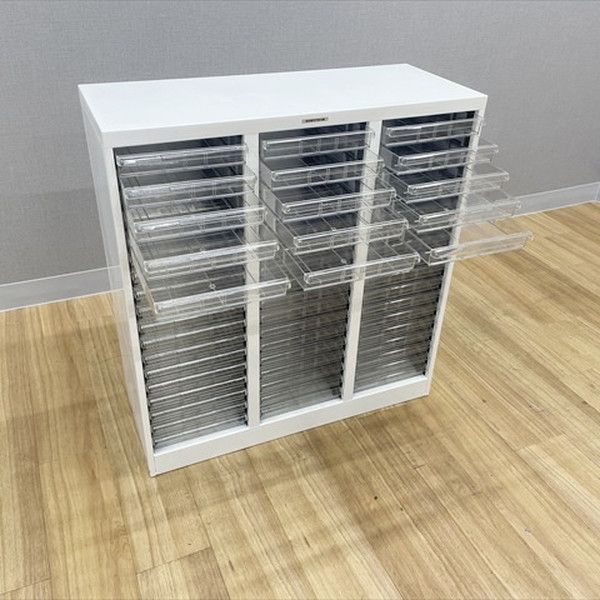 トレイキャビネット 3列18段 アバンテV2フロアケース A4対応 ホワイト