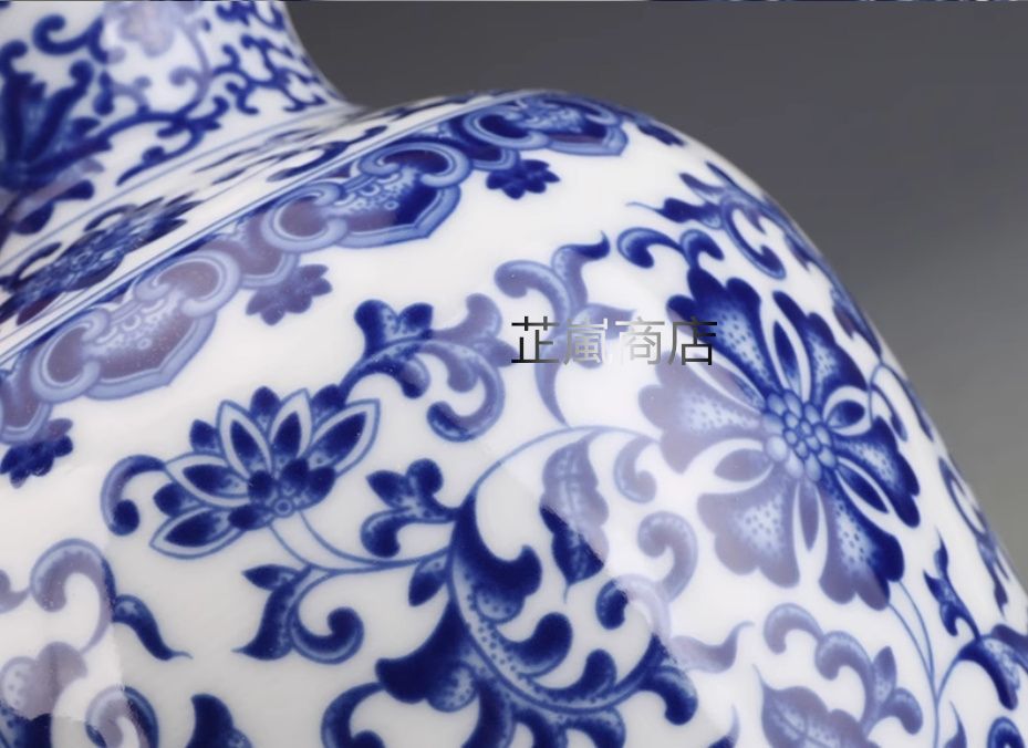 冬瓜瓶 磁器 花瓶 現代工芸品 美術品 装飾品 置物 中国美術 磁器