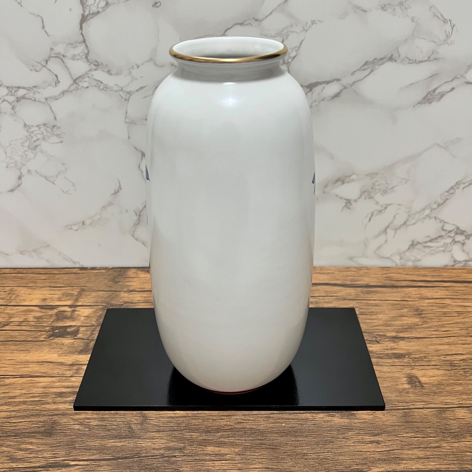 セール】【九谷焼】 花瓶 8号寸胴花瓶 錦絵 花台付 飾り 置物 Kutani