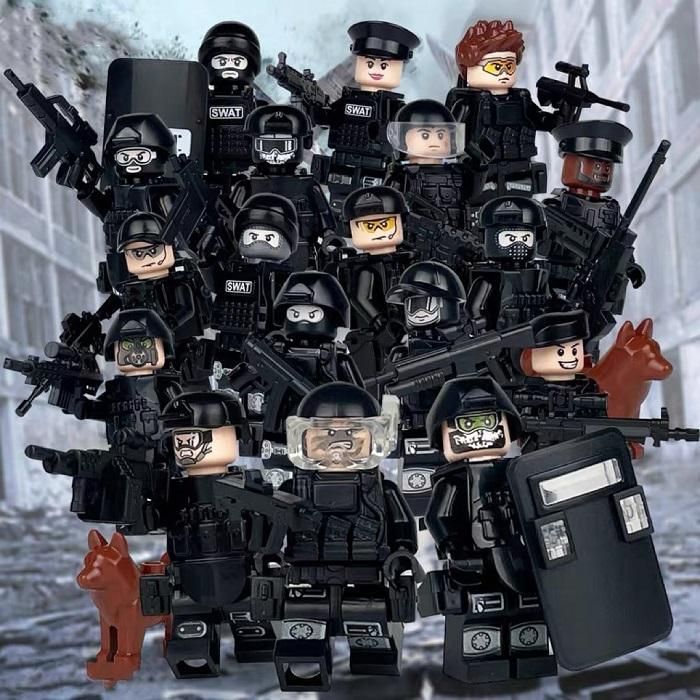 LEGO レゴ 互換 ブロック SWAT 警察 特殊部隊 18体セット 武器 警察犬