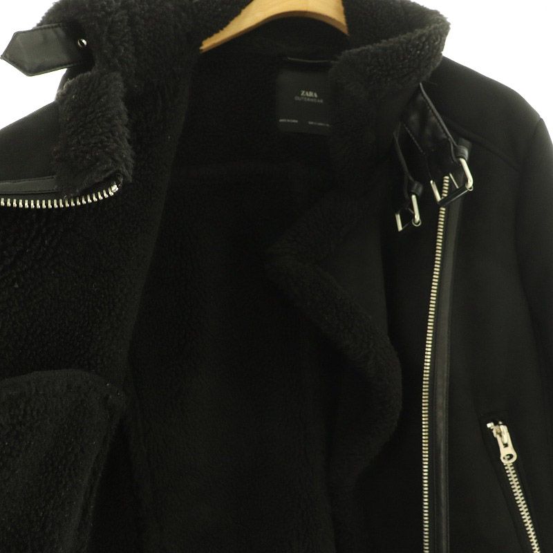 【ZARA】フェイクムートン ダブルライダースジャケット スウェード S 美品 ZARA ザラ フェイクムートン ダブルライダース ジャケット L