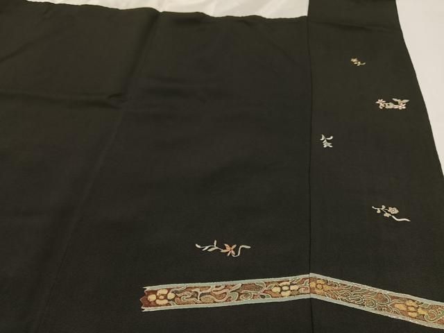 平和屋着物○野口真造 大彦二代目 江戸染繍友禅 黒留袖 飾花文 金彩
