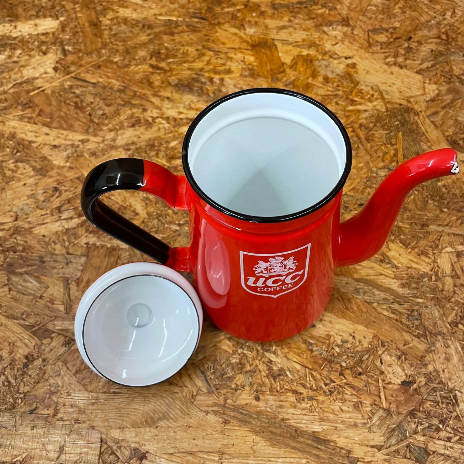 昭和レトロ UCC上島珈琲 ホーローポット コーヒーポット UCC レッド 