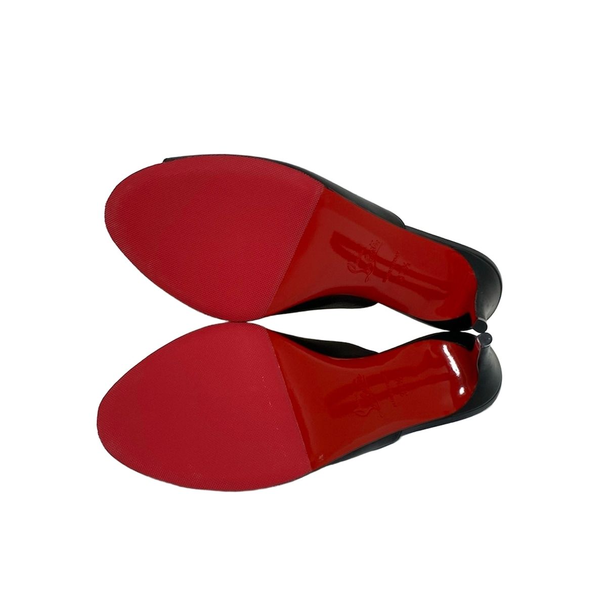 CHRISTIAN LOUBOUTIN クリスチャンルブタン ミュール 371|2 レディース - 黒×クリア アウトソール張替済 レザー KIN-KAAI_COM