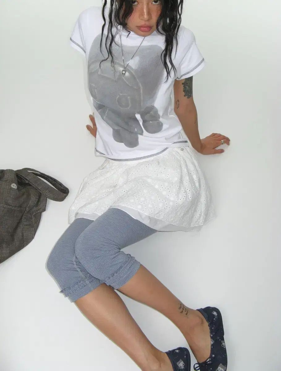 ISSEY MIYAKE フラワー エンブロイダリー スカート 白