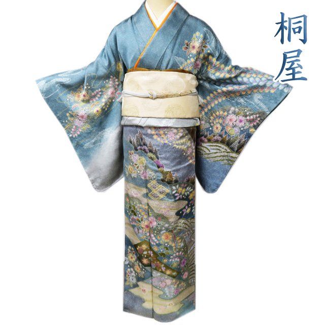 桐屋 翠山工房 落款入 辻ヶ花 訪問着 絞り 金通し 紋意匠 正絹 X254 9a0b5d553b74dbe92a52937713bee8