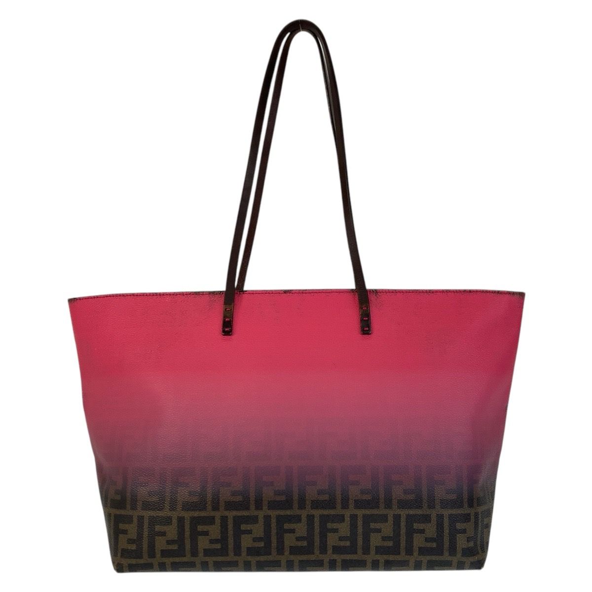 FENDI フェンディ ズッカ ピンク ブラウン レザー 8BH185 トートバッグ 