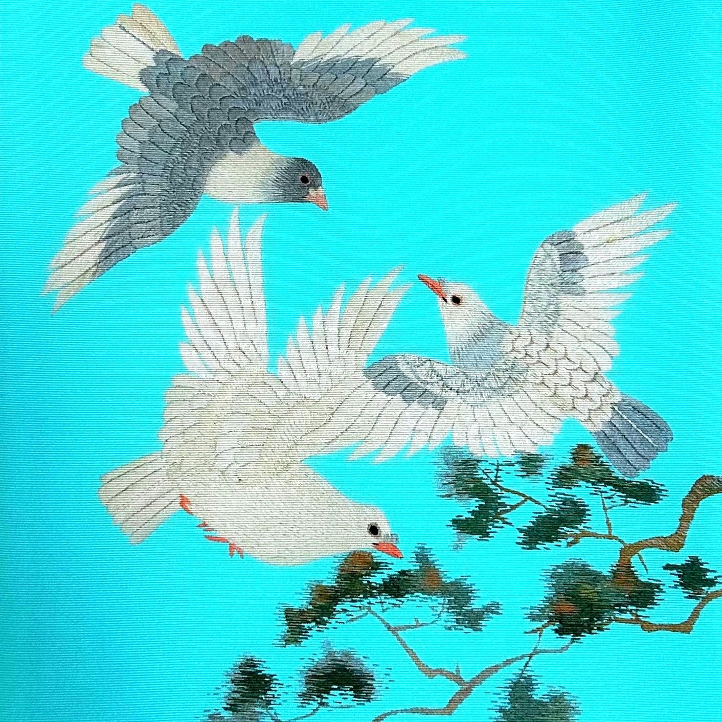 アンティーク復刻 名古屋帯 鳩 ターコイズブルー - メルカリ