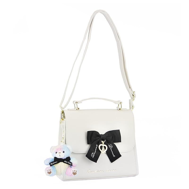 アイボリーリボン付きショルダーバッグ 新着商品】[anilet+] フロントリボン キッズ 2Wayかぶせ