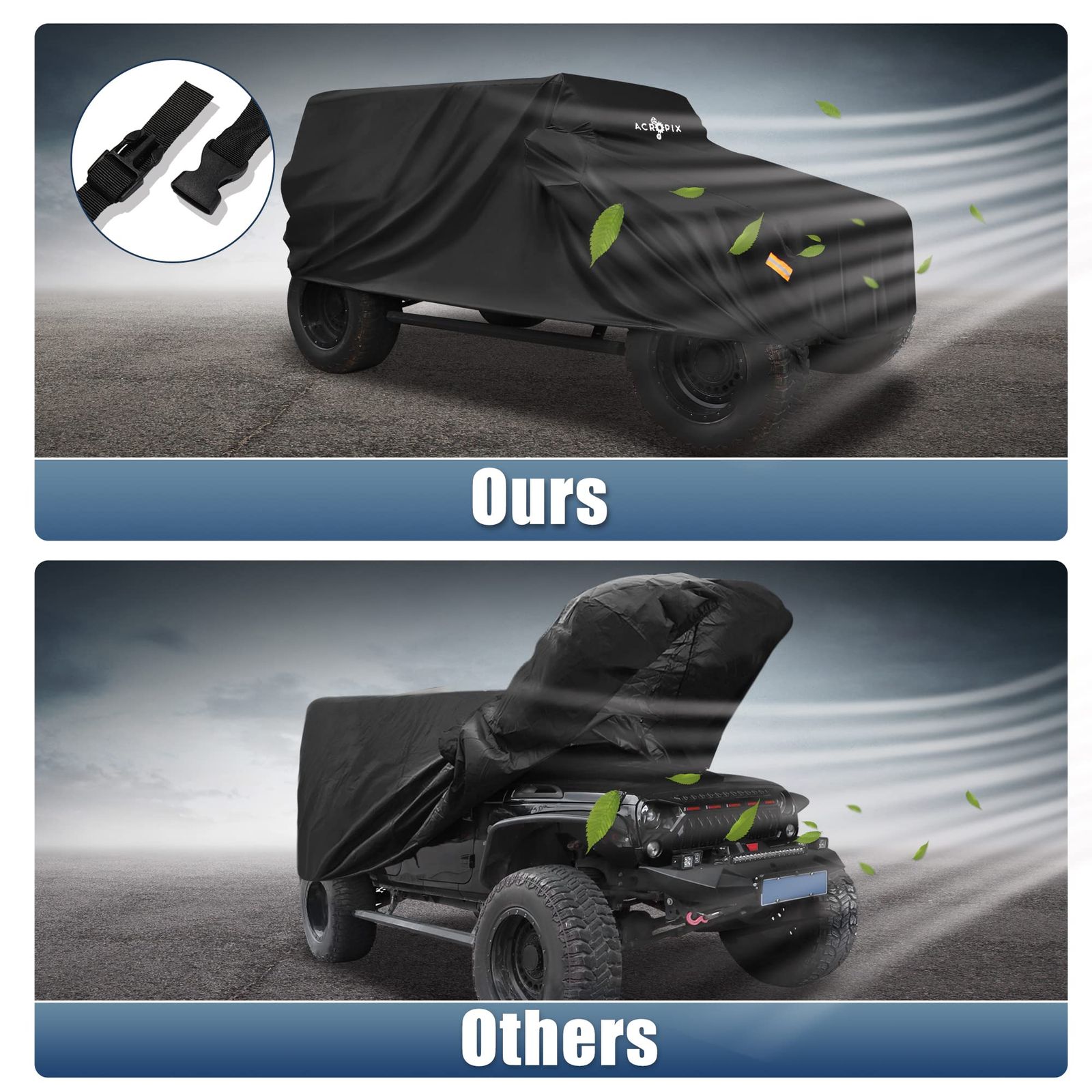 1個 ブラック 運転席ドア付き 2ドアに対応 JL JK Wrangler Jeepに対応 SUV車カバー 車体カバー ACROPIX