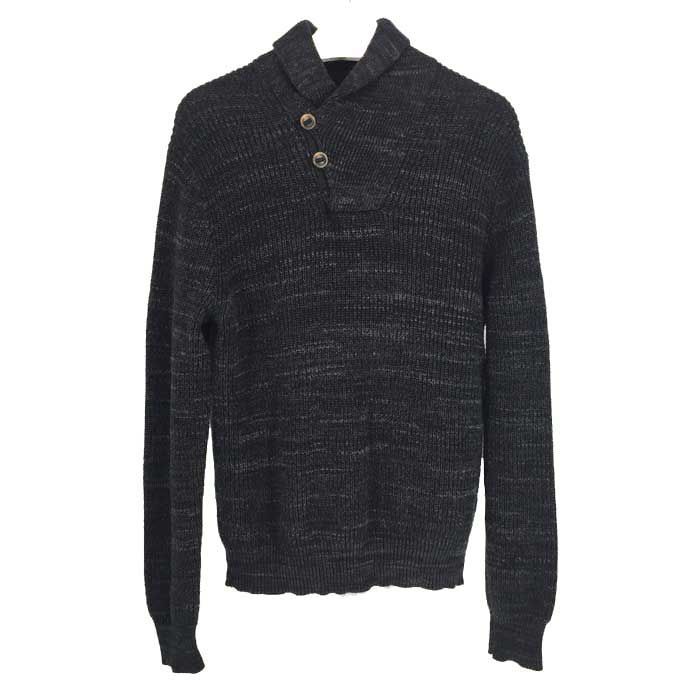ポロ ラルフローレン POLO RALPH LAUREN 長袖ニット セーター ハーフボタン M ブラック 秋冬 【中古】【新品同様】【美品】