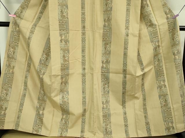 平和屋着物□極上 本場眞綿結城紬 壁画文様 やまと誂製 証紙付き 逸品  