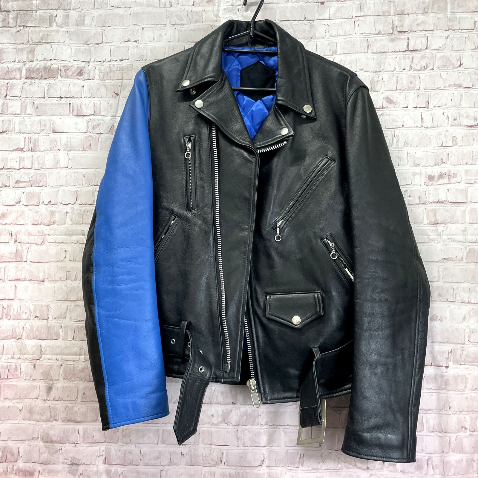 ANTI CLASS アンチクラス ダブル ライダースジャケット 良品】アンチクラス ダブルライダースジャケット 青黒 - メルカリ