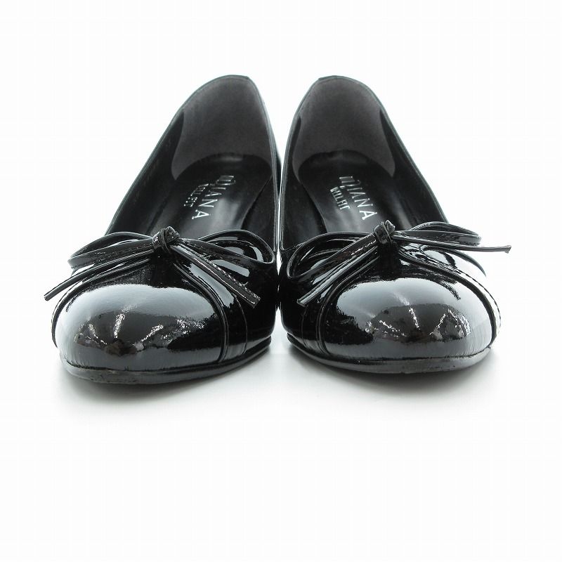 ダイアナ DIANA WELL FIT パンプス リボン エナメル 23cm 黒 /UO