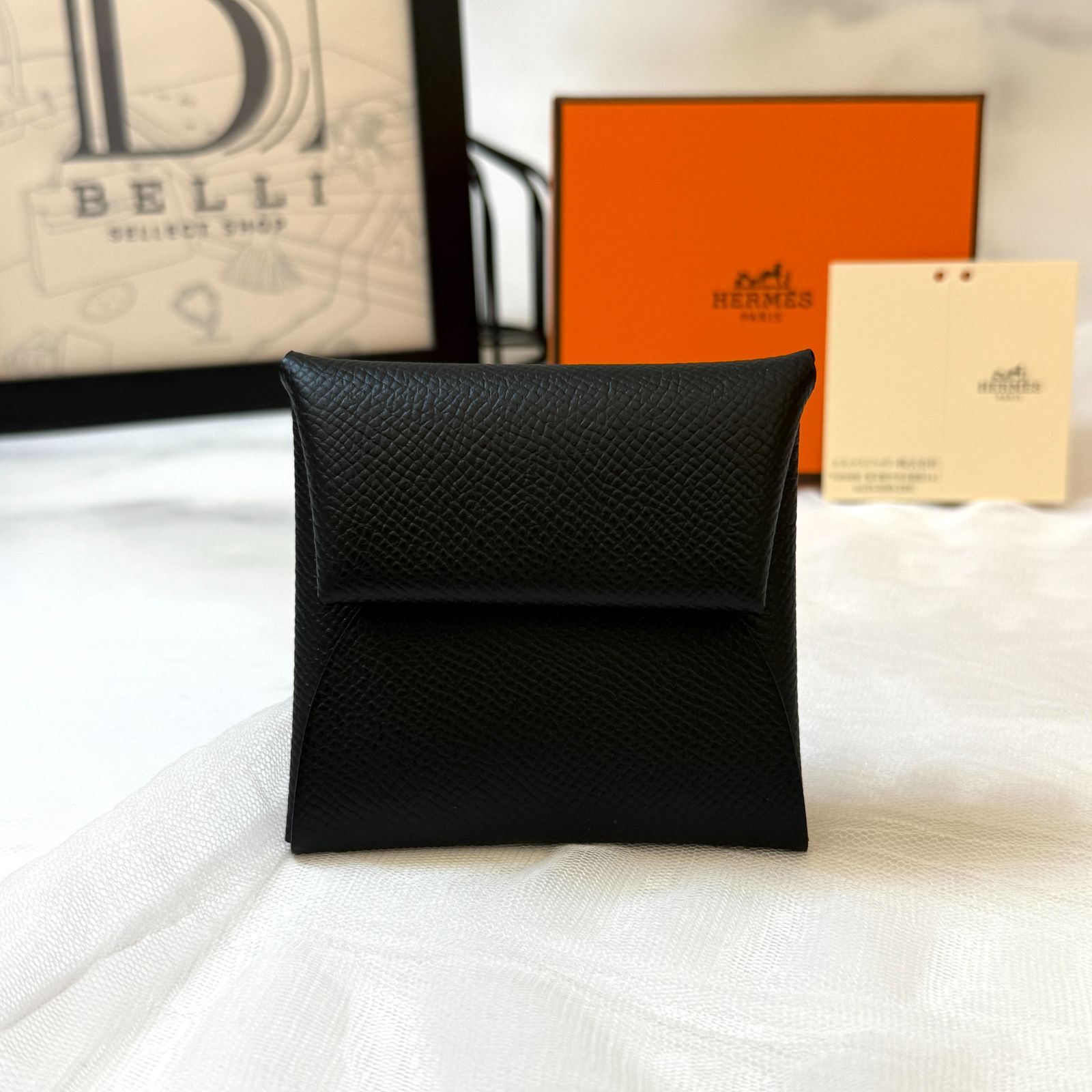 鑑定済み ♥ エルメス バスティア ノワール ブラック シルバー金具 小銭入れ コインケース U刻印