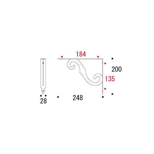 その他 【新品・14営業日以内発送】ゴーリキアイランド 620589 真鍮製棚受け アンティークシリーズ 黒色 250ミリ 真鍮 L型アングル ブラケット アンティーク レトロ 金物【沖縄離島販売】