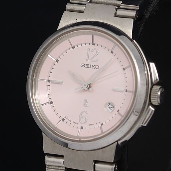 セイコー ルキア QZ ピンク文字盤 デイト 7N82-6E00 レディース腕時計 OGH 2000000 NSK
