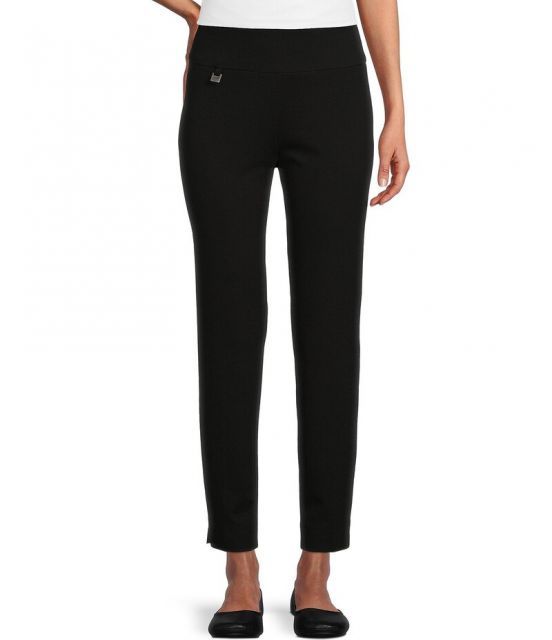 【送料無料】 マルチプルズ レディース カジュアルパンツ ボトムス SlimsationR by Multiples Relaxed Tapered Leg Tummy Control Pull-On Ankle Pants Black