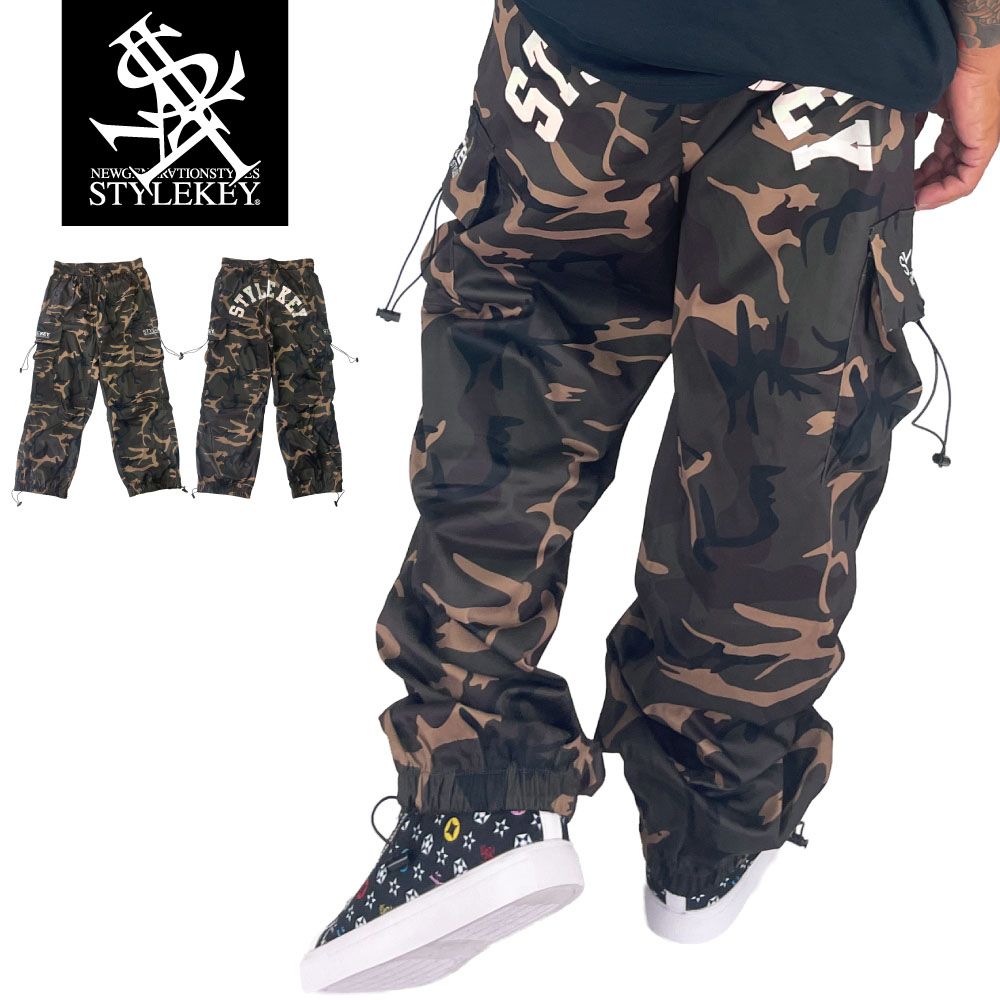 迷彩スカルプリントパンツ STYLEKEY スタイルキー 総柄カーゴパンツ SAFARI PARACHUTE