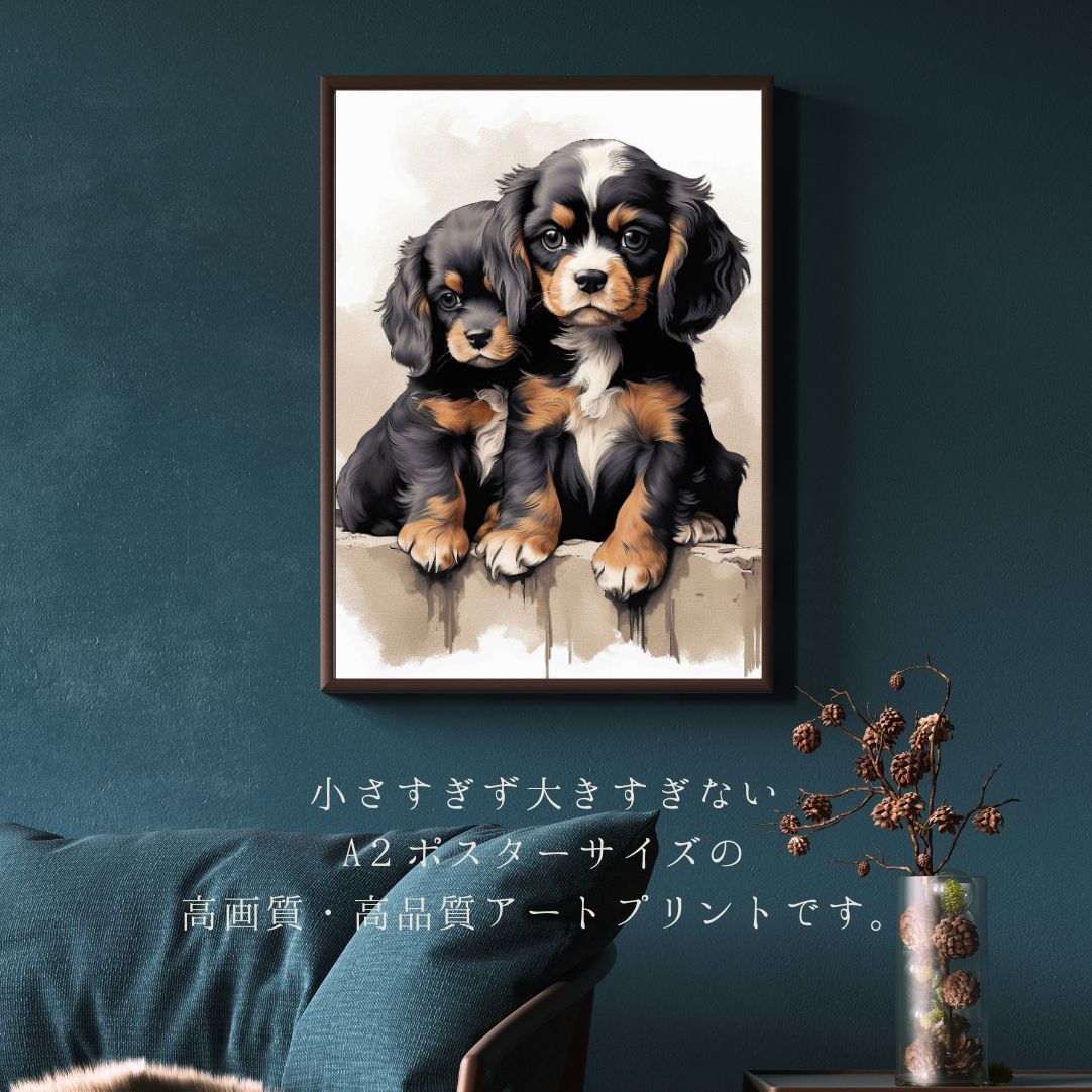 犬の絵アクリル画no.44 キャバリアミニ絵画